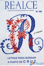 Realce Letras Para Bordar A Punto De Cruz-N°400-3th Edition-2001