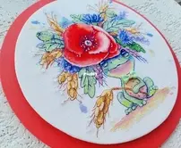 Frog with poppies