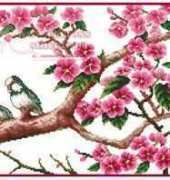 OMT Cross Stitch HH027C01 - Love Birds Perching On A Plum Blossom Tree