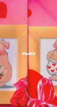 Valentine Pigs by Margaret Sherry from Quick & Easy Cross Stitch 123 PCS + XSD