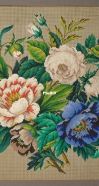 Berlin Woolwork - Blue Peony Bouquet  SAGA