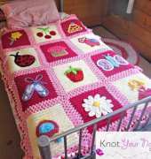Knot Your Nanas Crochet - Teri Heathcote - Little Blossom Blanket with 12 appliques