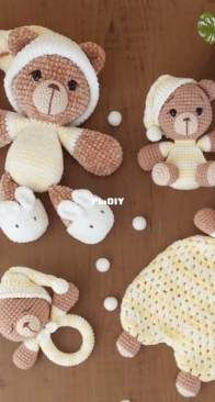 Rachel Crochê - Rachel Muylaert - Sleepy Teddy Bear - Ursinho dorminhoco - Portuguese