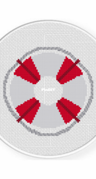 Daily Cross Stitch - Red White Lifebuoy