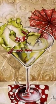 Frogs In A Martini Gass by Nadezhda Kazarina