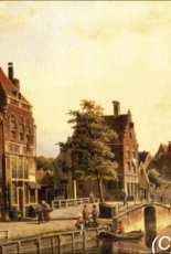 Golden Kite GK1413 Figures by a Canal in a Dutch Town