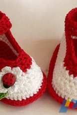 MakiCrochet- Maja Masar - Baby booties Ladybug ankle strap 104