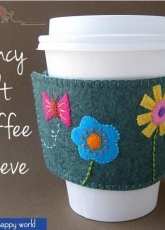 Shiny Happy World- Wendi Gratz- Fancy Felt Coffee Sleeve-  free