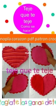 Teje que te teje - Mariana Guerra - potholder heart - manopla corazón- Spanish
