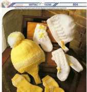 Teddy Knitting Yarns - 604 - Babys Hat, Mitts & Sock Sets