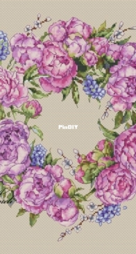 Ameli Stitch - Peonies And Musari - Cherry Flowers by Anna Smith/ Kuznetsova SAGA