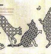 Cherry Tree designs - Blackwork Cats at Play by Gillian Brown