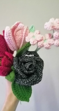 Crochet Tulip Rose Bouquet
