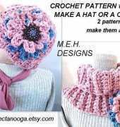 M.E.H. Designs- Chunky Cowl Hat and Flower