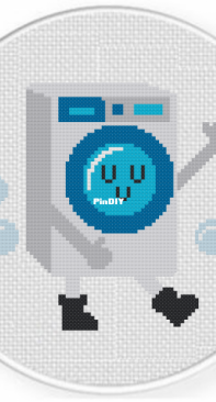 Daily Cross Stitch - Happy Washing Machine