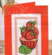 Cupcake of the Month - Strawberries by Durene Jones from The World of Cross Stitching TWOCS 190 PCS