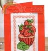 Cupcake of the Month - Strawberries by Durene Jones from The World of Cross Stitching TWOCS 190 PCS