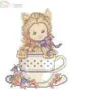 Ellen Maurer Stroh EMS Animal Babies - Kitten Baby in a Tea Cup PCS