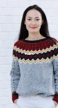Gerda round yoke sweater by Kateryna Kvachuk - Russian