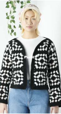 Yarnspirations - Red Heart - Two Color Granny Square Jacket - Free