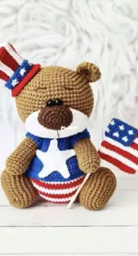 Crochet Wonders Design - Crochet Funny Bear - Olga Kurchenko - 4th of July Outfit - English