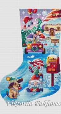 Gnomes Christmas Stocking by Victoria Pakhomova
