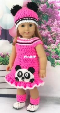 Adoring Doll Clothes - Pamela Barton - Pink Panda Outfit for 18in Doll