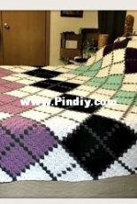 Crochet Couch - Kim Latshaw - Argyle 6 Color  Afghan