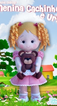 Délen Artesanato - Curly Girl and Bear - Menina cachinhos e Urso - Portuguese