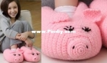Red Heart - LW2494 - Pudgy Piggy Slippers - Free