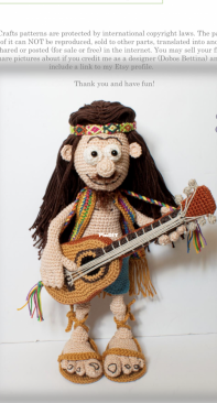 Loony Crafts Patterns - Dobos Bettina - Milo the hippie