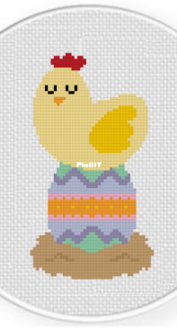 Daily Cross Stitch - Chicken Laying Easter Egg