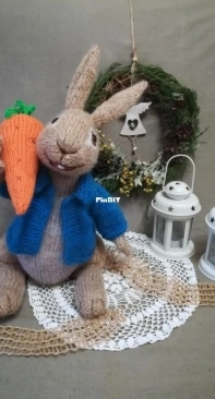 Knitted Peter Rabbit by Olga Chepizhnaya