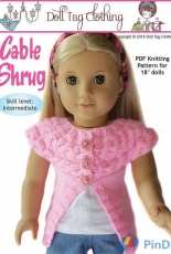 Doll tag clothing Cable Shrug for 18 inch Dolls