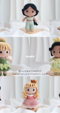 Part 2: Bundle 8 in 1 Miniature Princess Doll, Princess Pattern Keychain - lulu petite doll -English