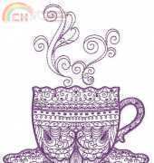 Lace teacup - Machine Embroidery/ME