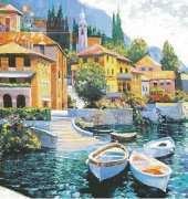 I love cross stitch HB-007 lake como landing