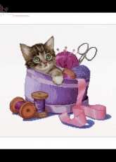Thea Gouverneur 736 Sewing Basket Kitten xsd + pcs