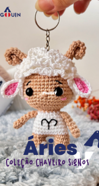 Atelie Pingouin - Josi Sena - Aries Keychain - Chaveiro Aries - Portuguese - Free