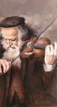 Abakan - Jew with a Violin by Urszula Przegrodzka
