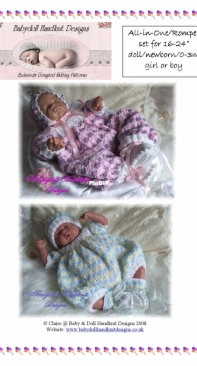 Multi-coloured romper/all-in-one  f24 by Claires Baby doll Handknits Designs - Free