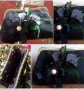 Black callalily frame clutch