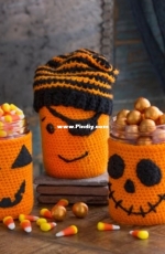 Red Heart - Nancy Anderson - LW4910 Halloween Jar Cozies - Free