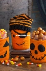 Red Heart - Nancy Anderson - LW4910 Halloween Jar Cozies - Free