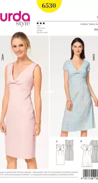 Burda Style - 6530 - Dress - Sizes 34-44 - German, English, French, Dutch, Italian, Spanish, Swedish, Danish, Russian