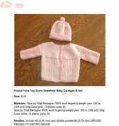 Round Yoke Top Down Seamless Baby Cardigan & Hat - Two Color Baby Hat