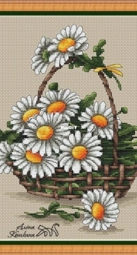 Basket with Shasta Daisies by Alena Koshkina