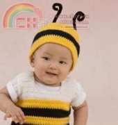 Red Heart -  Julie Farmer - LW3348 Little Baby Bee Playsuit and Hat - Free