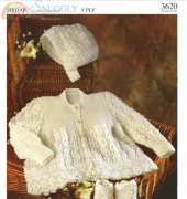 Sirdar 3620 - Baby Coat, Bonnet & Booties (4ply)