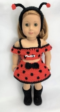 Adoring Doll Clothes - Pamela Barton - 18 inches Ladybug Outfit